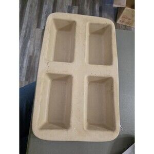 The Pampered Chef 4 Mini Loaf Pan Family Heritage Stoneware 1418 Retired